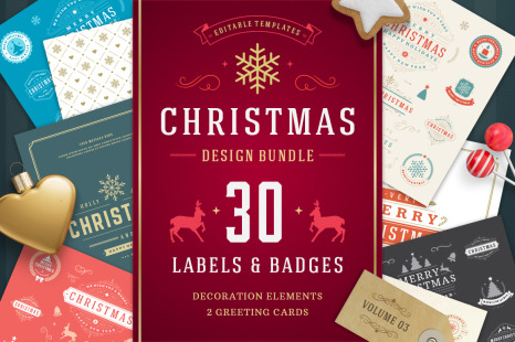 Christmas 30 labels and badges