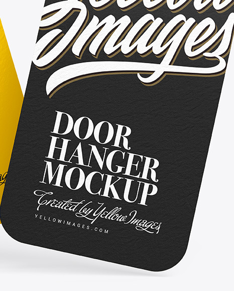 Download Two Door Hangers Mockup in Stationery Mockups on Yellow Images Object Mockups