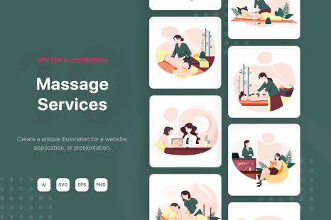 Download M141 Massage Service Illustrations In Illustrations On Yellow Images Creative Store PSD Mockup Templates