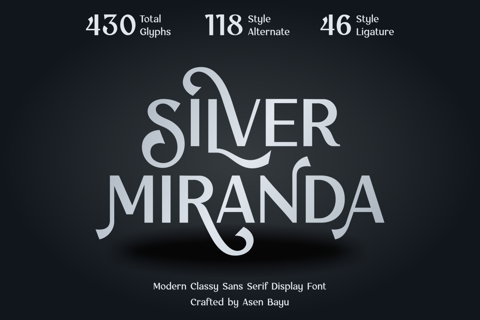 Silver Miranda Elegant Classy Sans Serif Display Font In Fonts On Yellow Images Creative Store