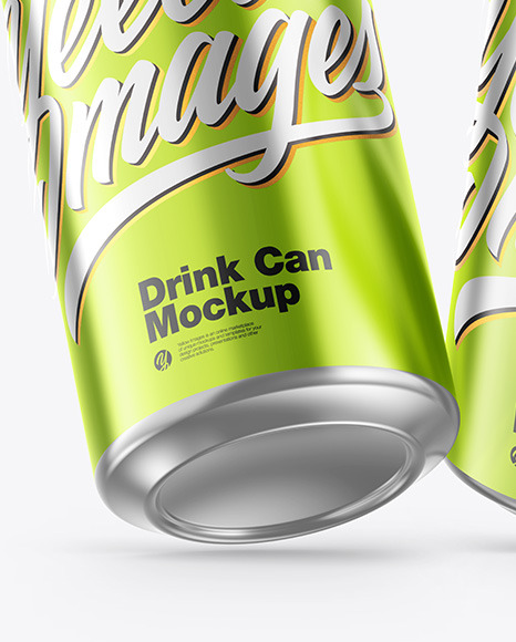 Three Metallic Drink Cans Mockup PSD #6