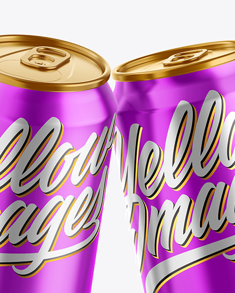 Three Metallic Drink Cans Mockup PSD #5