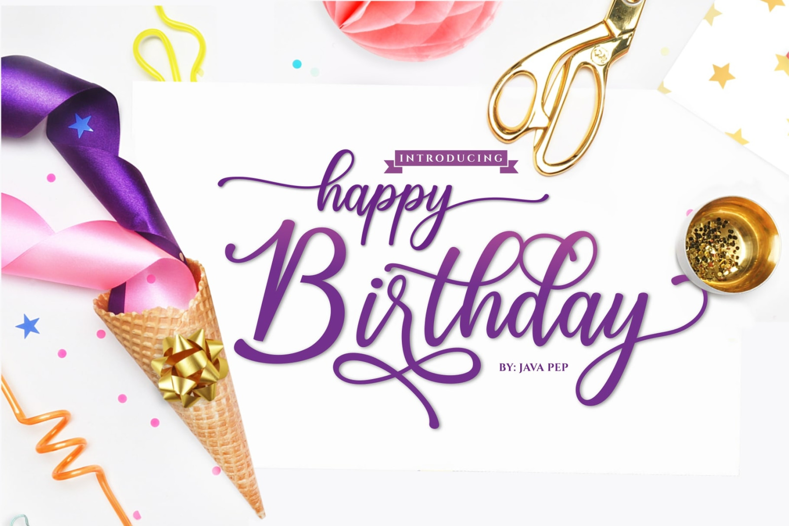 Happy Birthday Pretty Font In Fonts On Yellow Images Creative Store