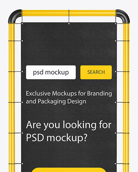 Download Plastic Stand W Fabric Banner Mockup In Outdoor Advertising Mockups On Yellow Images Object Mockups PSD Mockup Templates