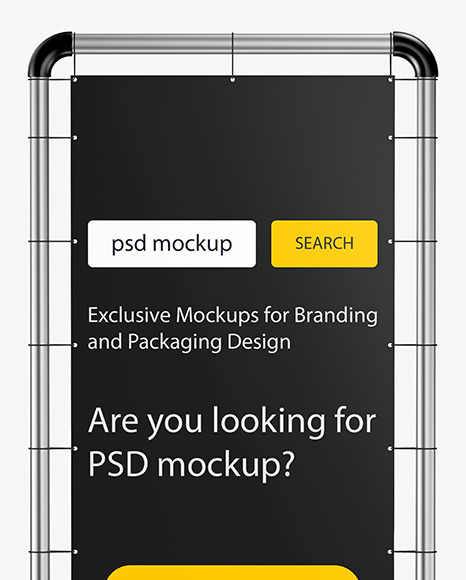 Metallic Stand w Matte Banner Mockup PSD #2