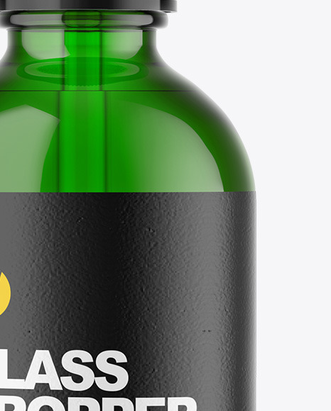Green Glass Dropper Bottle Mockup PSD #1
