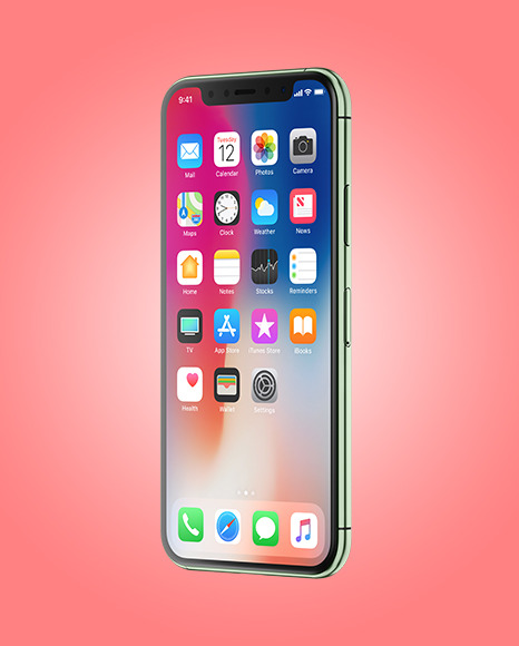 Apple iPhone X Mockup on Yellow Images Object Mockups