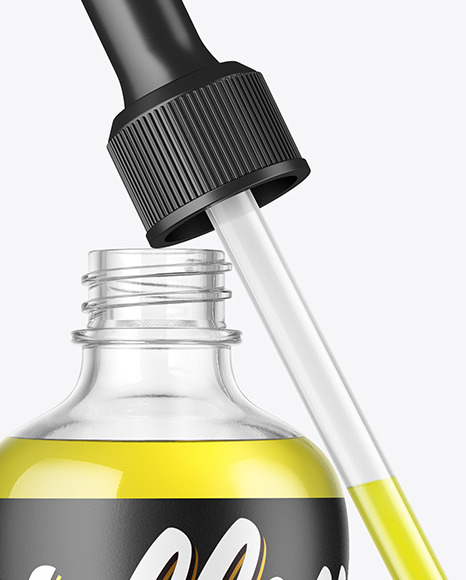 Clear Glass Dropper Bottle With Oil Mockup PSD #2