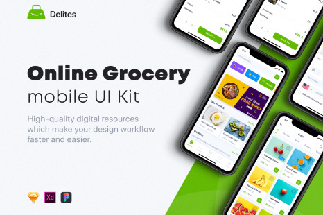 Delites - Online Grocery &amp; Recipes UI Kit