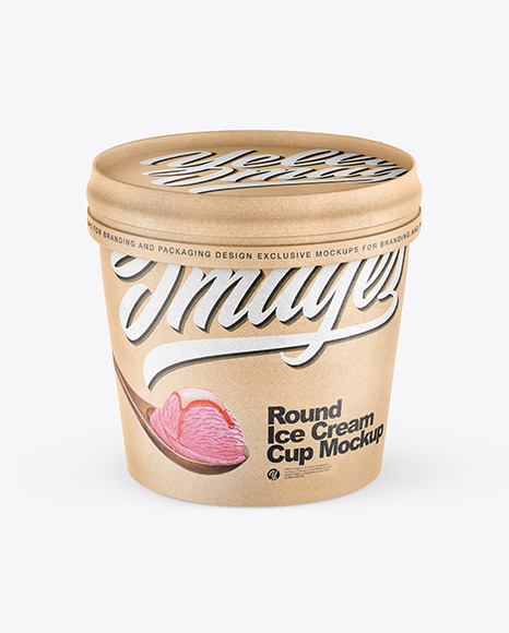 Download Kraft Ice Cream Cup Mockup In Cup Bowl Mockups On Yellow Images Object Mockups PSD Mockup Templates