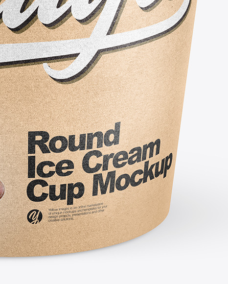 Download Kraft Ice Cream Cup Mockup In Cup Bowl Mockups On Yellow Images Object Mockups PSD Mockup Templates