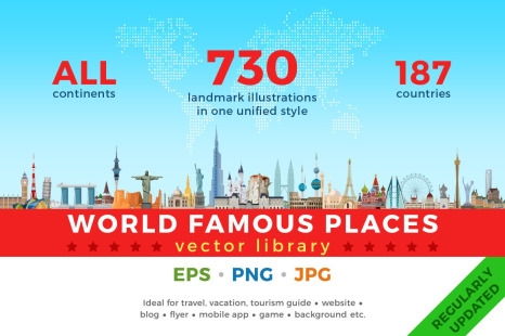 World Famous Places vector library