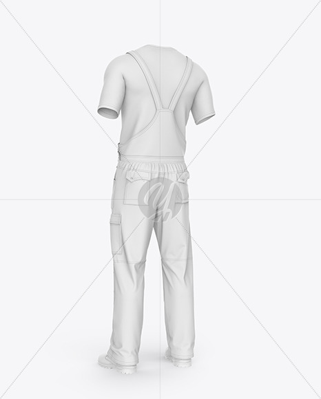 Summer Overalls Back Half Side View In Apparel Mockups On Yellow Images Object Mockups