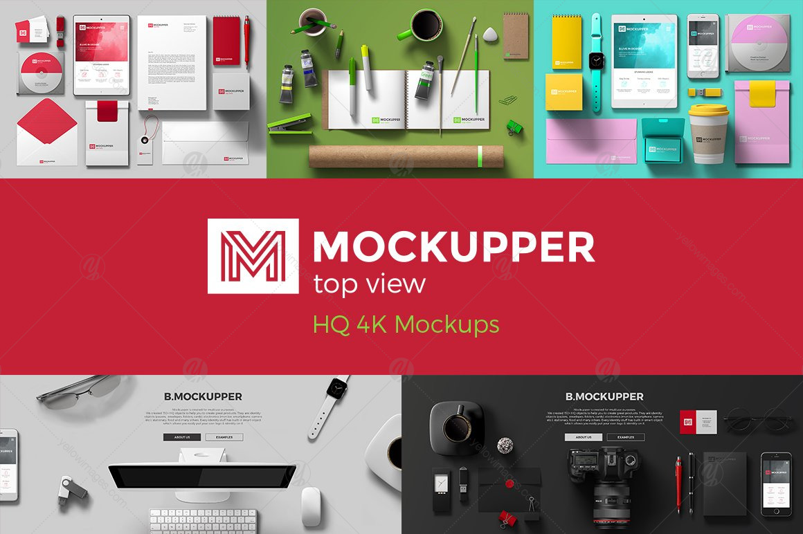 Download Mockupper Scene Generator Topview 4k In Stationery Mockups On Yellow Images Creative Store