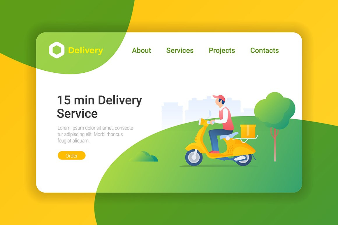 Delivery Cargo Flat Design Vector Templates on Yellow Images Creative Store