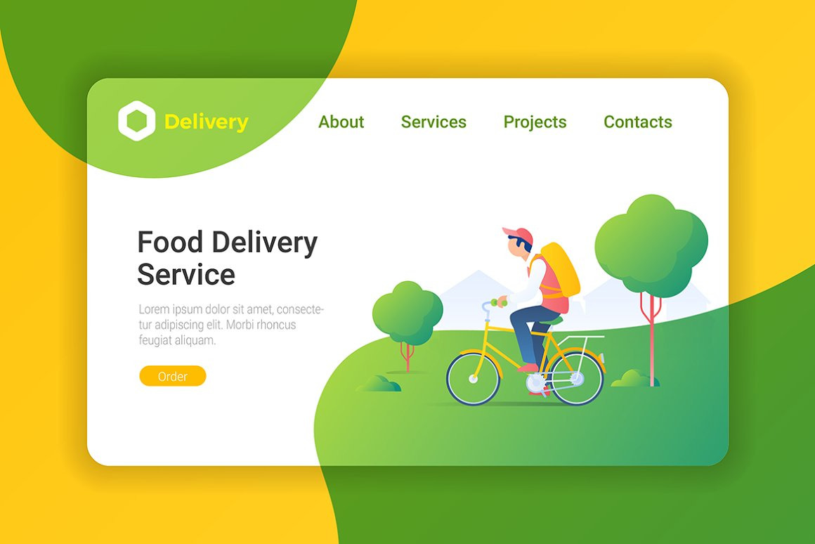 Download Delivery Cargo Flat Design Vector Templates In Presentation Templates On Yellow Images Creative Store