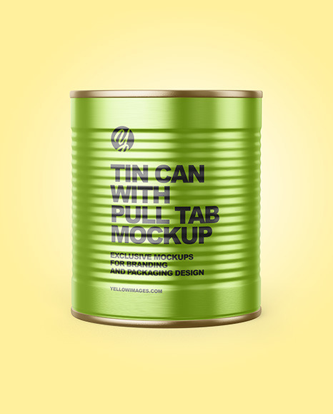 Download Tin Can With Pull Tab Mockup In Can Mockups On Yellow Images Object Mockups PSD Mockup Templates