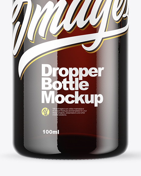 Dark Amber Dropper Bottle Mockup PSD #1
