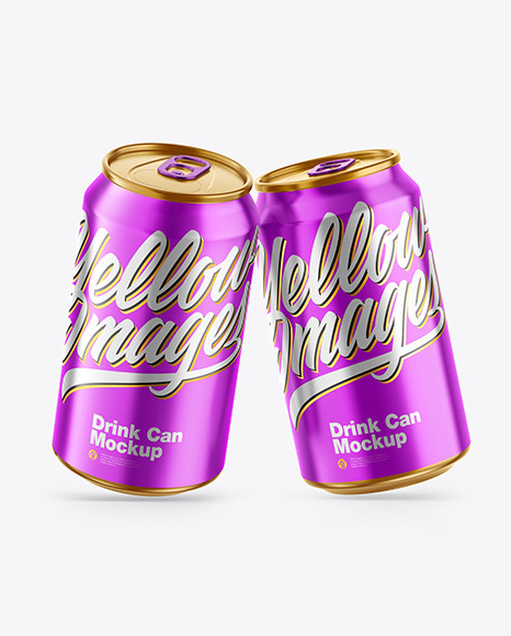 Glossy Metallic Drink Cans Mockup PSD #2