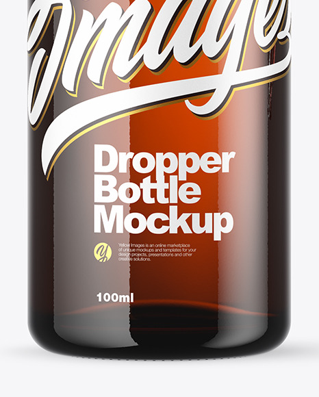 Amber Dropper Bottle Mockup PSD #1