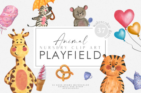 Watercolor Animal Nursery Clip Art