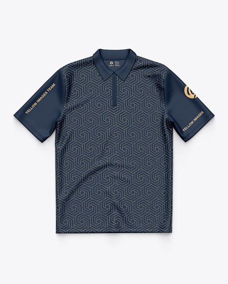 Download Polo Shirt With ZIp Collar/ Sublimated Polo Shirt - Top View in Apparel Mockups on Yellow Images ...