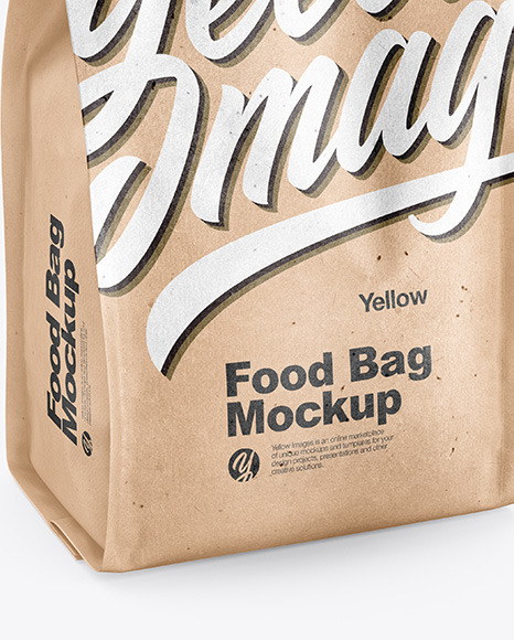 Kraft Food Bag Mockup In Bag Sack Mockups On Yellow Images Object Mockups