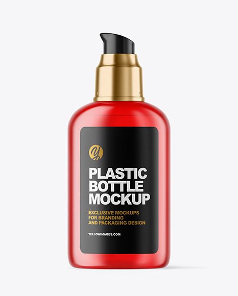 Frosted Cosmetic Bottle with Pump Mockup