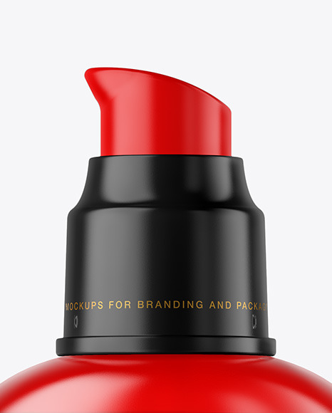 Frosted Cosmetic Bottle with Pump Mockup PSD #7