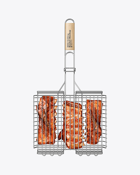 Download Portable Grilling Basket W Meat Mockup In Object Mockups On Yellow Images Object Mockups