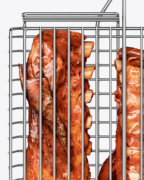 Portable Grilling Basket w  Meat Mockup PSD #1