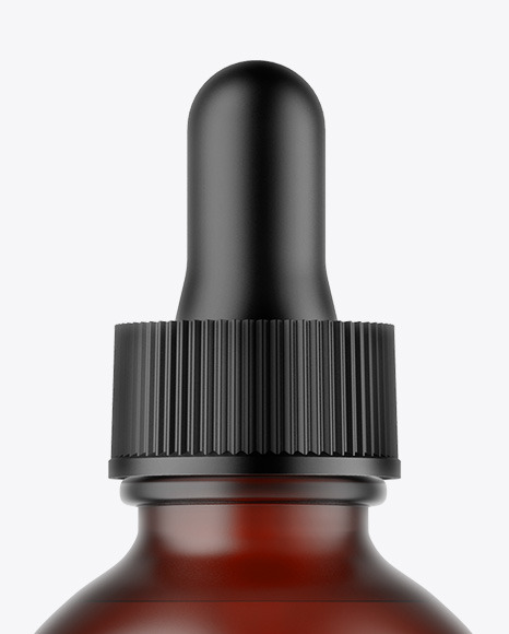 Frosted Dark Amber Glass Dropper Bottle Mockup PSD #2