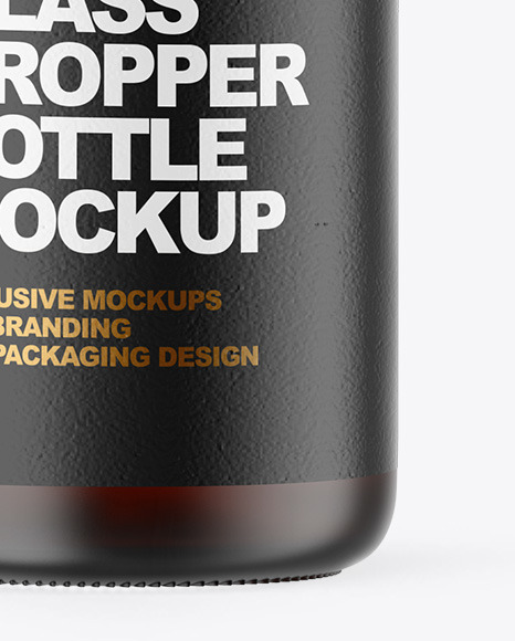 Frosted Dark Amber Glass Dropper Bottle Mockup PSD #6