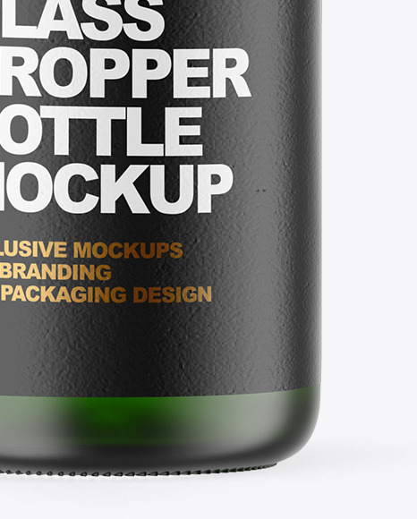 Frosted Green Glass Dropper Bottle Mockup PSD #6