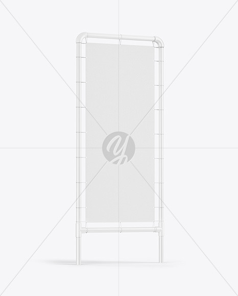 Plastic Stand w  Fabric Banner Mockup   Side View PSD #1