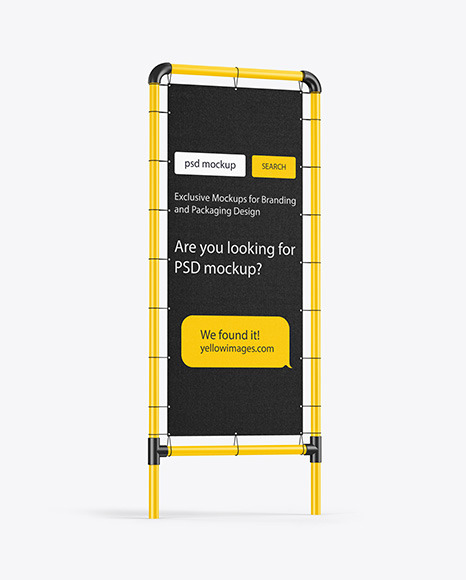 Download Plastic Stand W Fabric Banner Mockup Side View In Outdoor Advertising Mockups On Yellow Images Object Mockups Yellowimages Mockups