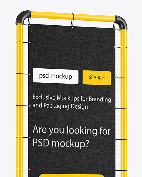 Plastic Stand w  Fabric Banner Mockup   Side View PSD #3