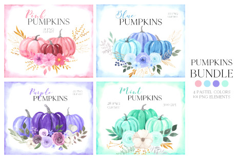 Watercolor Pastel Pumpkins Bundle