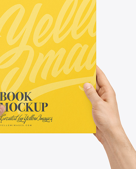 Download Book Mockup In Hands In Stationery Mockups On Yellow Images Object Mockups PSD Mockup Templates