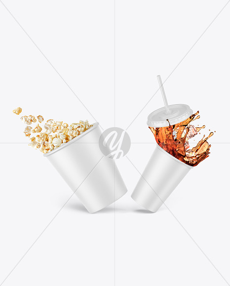 Download Cup Popcorn And Drink Mockup In Bucket Pail Mockups On Yellow Images Object Mockups PSD Mockup Templates