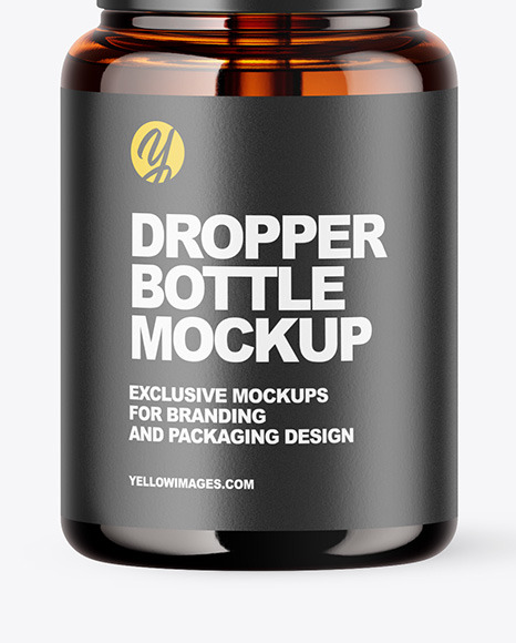 Amber Glass Dropper Bottle Mockup PSD #6