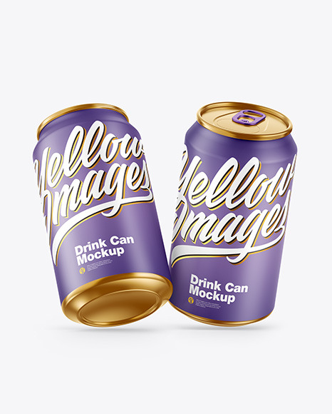 Two Metallic Drink Cans w  Matte Finish Mockup PSD #2