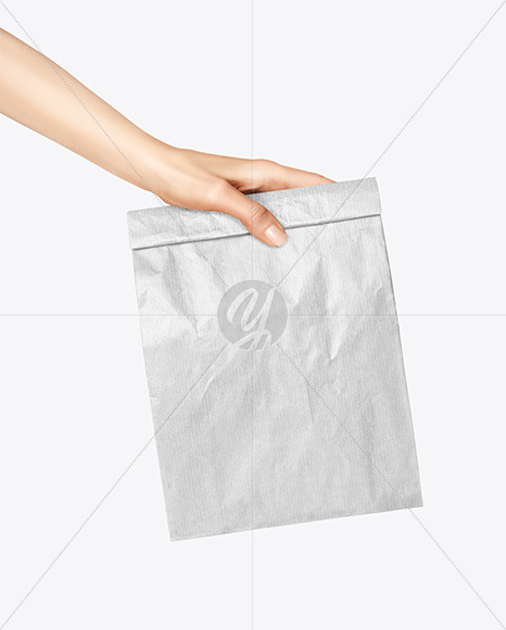 Download Kraft Food Bag In A Hand Mockup In Bag Sack Mockups On Yellow Images Object Mockups Yellowimages Mockups