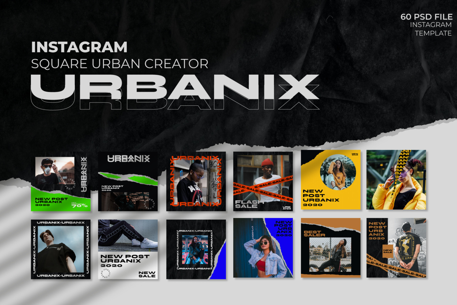 Download Urbanix Instagram Post Square In Social Media Templates On Yellow Images Creative Store PSD Mockup Templates