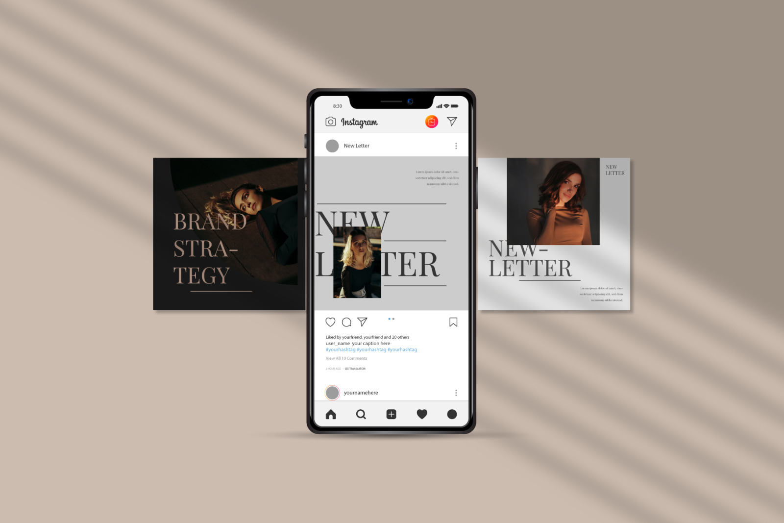 New Letter Instagram Post Creator on Yellow Images Creative Store