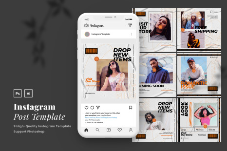 Download Urban Neon Instagram Post Template In Social Media Templates On Yellow Images Creative Store