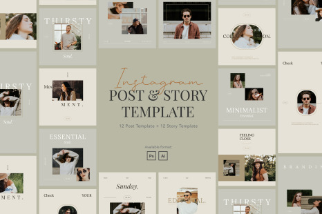 Minimalist Instagram Post &amp; Story Template for Creator