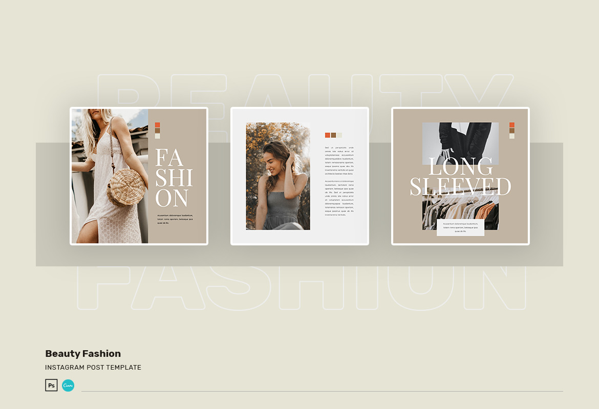 Beauty Fashion Instagram Post Canva Template in Social Media Templates