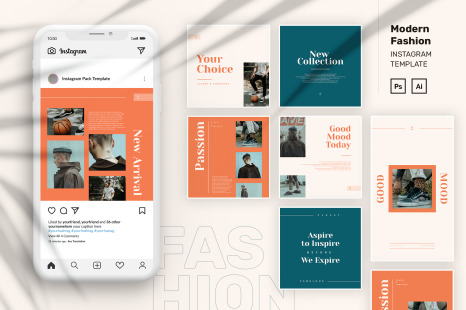 Modern Fashion Instagram Post &amp; Story Template