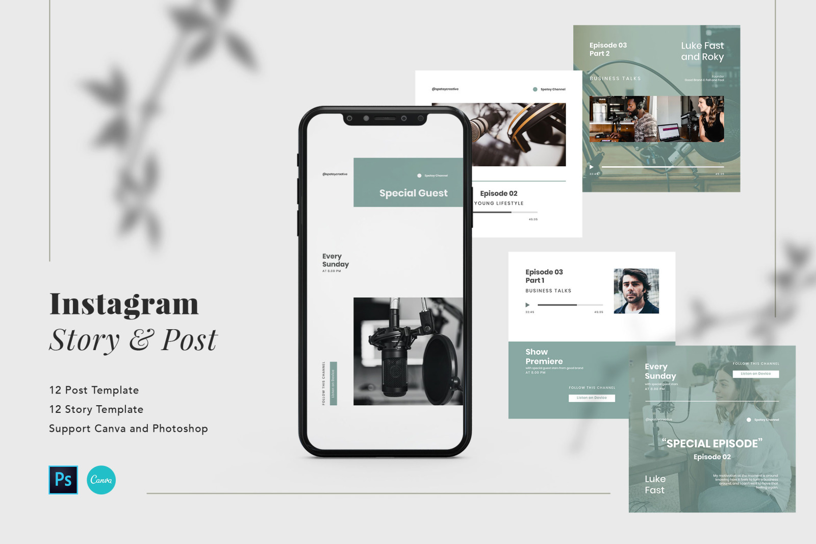 Podcast Instagram Template Canva In Social Media Templates On Yellow Images Creative Store